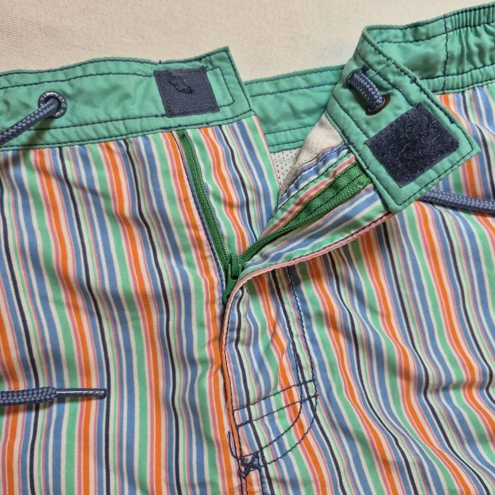 Vineyard Vines Men's Swim Trunks Size M Striped Pockets Zip Hook&Loop Drawstring